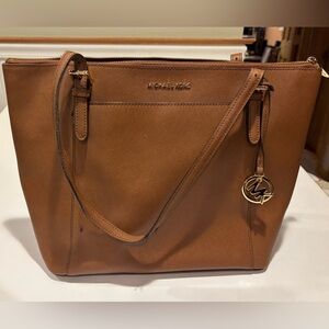 Michael Kors Cognac Saffiano Leather Tote with Gold Charm